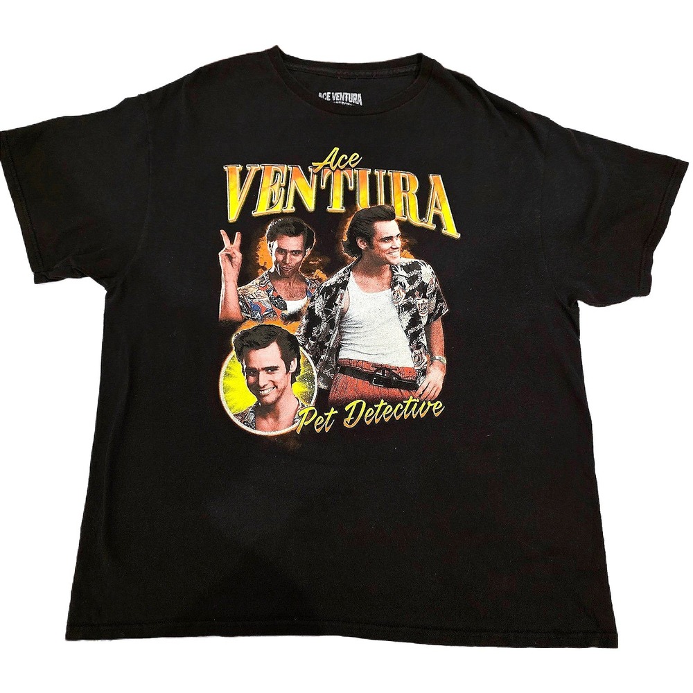 Ace Ventura Pet Detective Jim Carrey Graphic‎ T-Shirt - Black, Men's Size XL